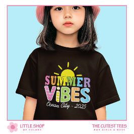 レトロ風サマー・バイブス カラフルなタイポグラフィ 女子 Tシャツ