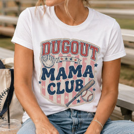 レトロ風ダメージプロセッシング ベースボールママ ダグアウト Tシャツ