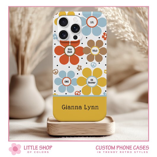 レトロ風フラワーパワーモノグラム Case-Mate iPhoneケース