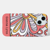 レトロ風フラワーモノグラム Case-Mate iPhoneケース (裏面 (横))