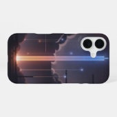レトロ風輝く宇宙光線 iPhone 16ケース (裏面横)