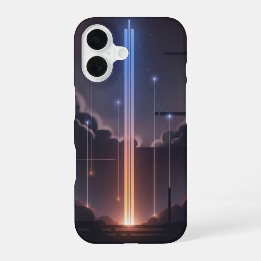 レトロ風輝く宇宙光線 iPhone 16ケース (裏面)