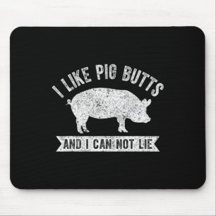 レトロ風 おもしろBBQ Tシャツ ブタのお尻が大好き Can't Lie マウスパッド