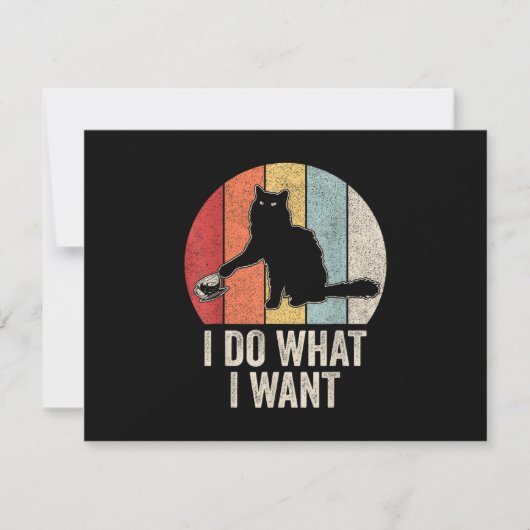 レトロ風 したいことだけする 猫 Tシャツ ネコ好き飼い主 贈り物 サンキューカード (正面)