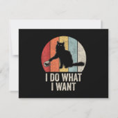 レトロ風 したいことだけする 猫 Tシャツ ネコ好き飼い主 贈り物 サンキューカード (裏面)