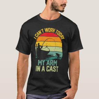 レトロ風 仕事を休むわ 手がギプスだもの おさかな Tシャツ
