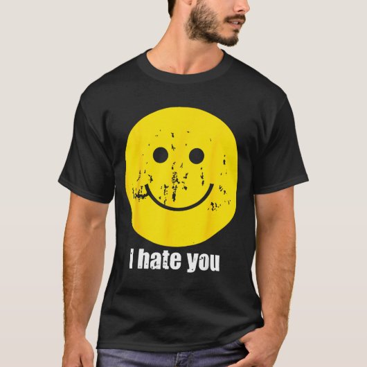 レトロ風 嫌い 笑顔 Tシャツ (正面)