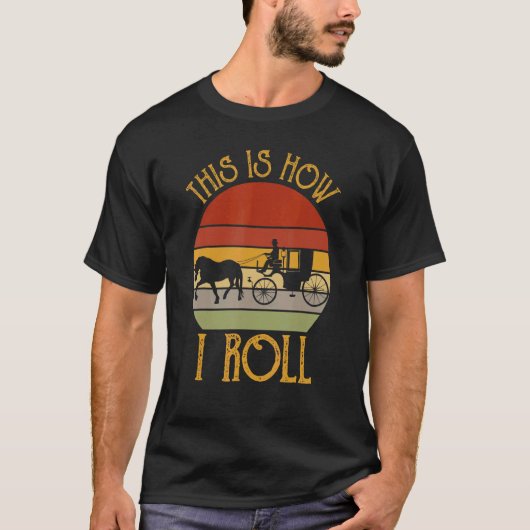 レトロ風 私の乗り物は馬車  Tシャツ (正面)