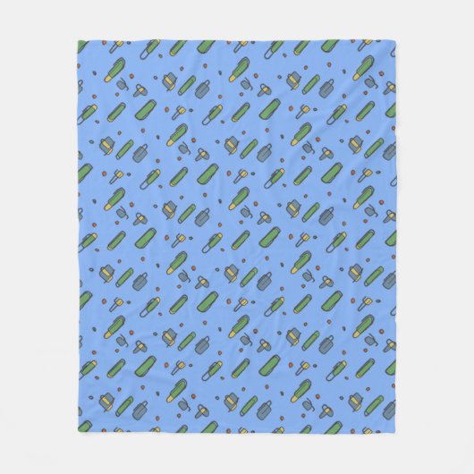 レトロ飛んでいるのグラフィッククリップパターン フリースブランケット (正面)