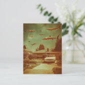 レトロ飛んでいるザメ ポストカード (スタンド正面)