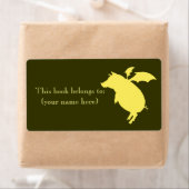 レトロ飛んでいるピギー蔵書票スクエア ラベル (インサイチュ)