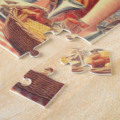 レトロ飛行機のピンアップイラストレーション ジグソーパズル (側面)