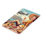 レトロ飛行機のピンアップイラストレーション マグネット (左側)