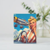 レトロ飛行機のピンアップ ポストカード (スタンド正面)