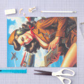 レトロ飛行機のピンアップ 薄葉紙 (クラフト)