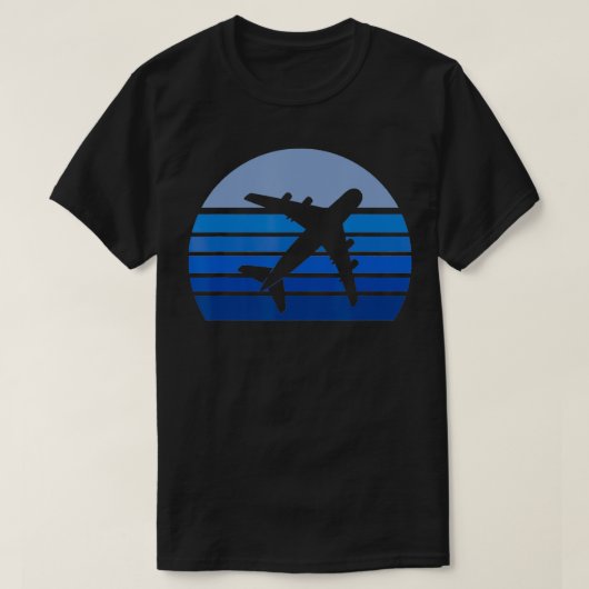 レトロ飛行機シルエットパイロット航空便 Tシャツ (デザイン正面)
