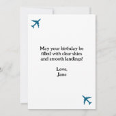 レトロ飛行機ジェット機飛んでいる、航空誕生日 (裏面)