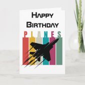 レトロ飛行機ジェット機飛んでいる、航空誕生日 シーズンカード (正面)