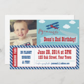 レトロ飛行機パーティーの招待状 招待状 (正面/裏面)