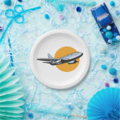 レトロ飛行機ヴィンテージジェット旅行アートデザイン ペーパープレート (パーティー)