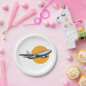 レトロ飛行機ヴィンテージジェット旅行アートデザイン ペーパープレート (パーティー)