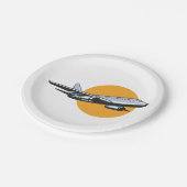 レトロ飛行機ヴィンテージジェット旅行アートデザイン ペーパープレート (アングル)