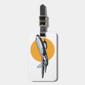 レトロ飛行機ヴィンテージジェット旅行アートデザイン ラゲッジタグ (正面縦)
