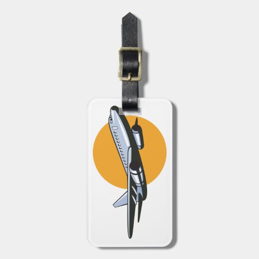 レトロ飛行機ヴィンテージジェット旅行アートデザイン ラゲッジタグ (正面縦)