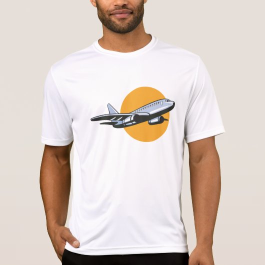 レトロ飛行機ヴィンテージジェット旅行アートデザイン Tシャツ (正面)