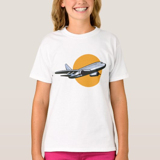 レトロ飛行機ヴィンテージジェット旅行アートデザイン Tシャツ (正面)