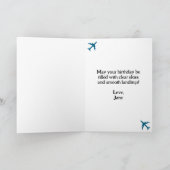 レトロ飛行機及び飛んでいる航空機航空誕生日 シーズンカード (内部)