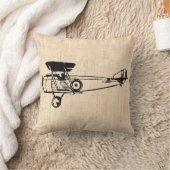 レトロ飛行機図解入りの、写真付きの芸術航空主題 クッション (ブランケット)