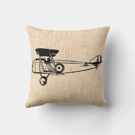 レトロ飛行機図解入りの、写真付きの芸術航空主題 クッション (裏面)