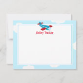 レトロ飛行機小型飛行機文房具 ノートカード (正面)