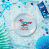 レトロ飛行機赤と青の赤のシャワー ペーパープレート (パーティー)