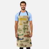 レトロ飛行機：ひび割れたヴィンテージパターン。 エプロン (着用した状態)