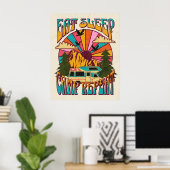 レトロ食べスリープキャンプリピート ポスター (ホームオフィス)