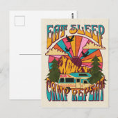 レトロ食べスリープキャンプリピート ポストカード (正面/裏面)