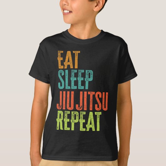 レトロ食べスリープジウ実繰り返し武術アートスビー Tシャツ (正面)