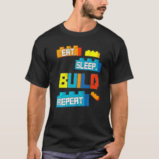 レトロ食べスリープビルドリピーターMaster Builders Build Tシャツ