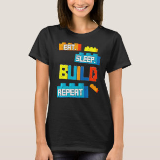 レトロ食べスリープビルドリピーターMaster Builders Build Tシャツ