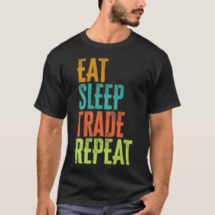レトロ食べスリープ取引リピート在庫ForexトレーダーD Tシャツ