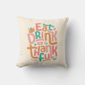 レトロ食べドリンクと感謝の幸せな感謝祭 クッション (正面)