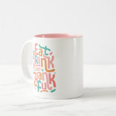 レトロ食べドリンクと感謝の幸せな感謝祭 ツートーンマグカップ (正面左)