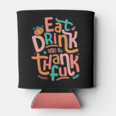 レトロ食べドリンクと感謝の幸せな感謝祭 缶クーラー (裏面)