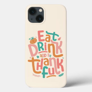 レトロ食べドリンクと感謝の幸せな感謝祭 iPhone 13ケース