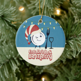 レトロ食べドリンクベディナメリーープレートクリスマス セラミックオーナメント