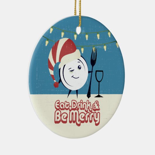 レトロ食べドリンクベディナメリーープレートクリスマス セラミックオーナメント (右)