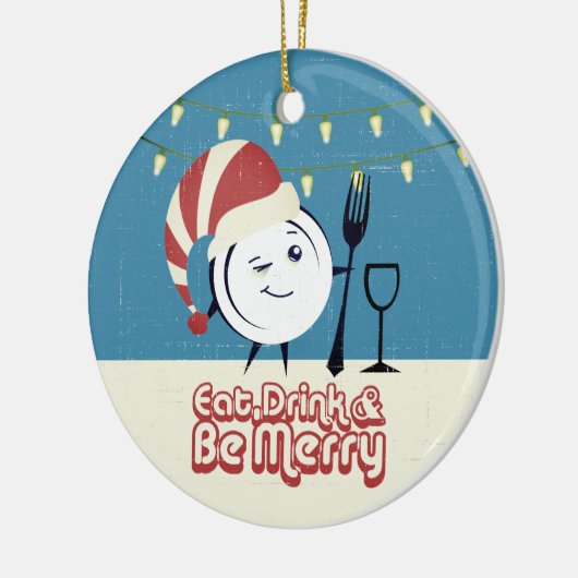 レトロ食べドリンクベディナメリーープレートクリスマス セラミックオーナメント (左)