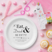 レトロ食べドリンク&ビー50回50誕生日 ペーパープレート (パーティー)